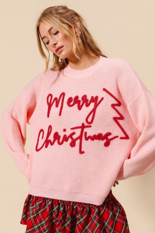 Merry Christmas Tinsel Sweater