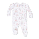 Carousel With Bows 2 Way Ruffle Back Zipper Footie