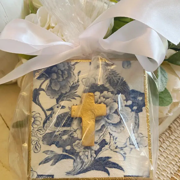 Chinoiserie Gold Gilded Cross Canvas Art