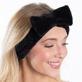 Plush Bow Spa Headband - Black