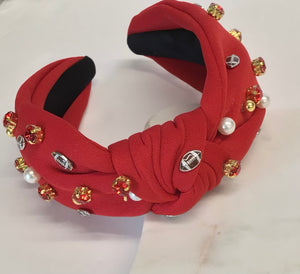 Red Knotted Jewel Gameday Headband