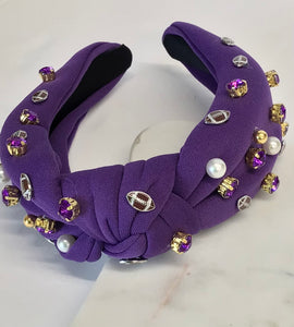 Purple Knotted Jewel Gameday Headband