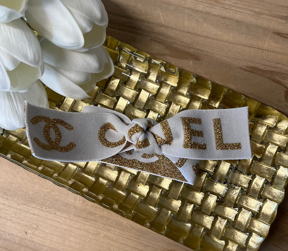 White Chanel Hair Tie