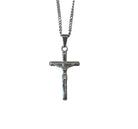 Silver crucifix pendant on a chain