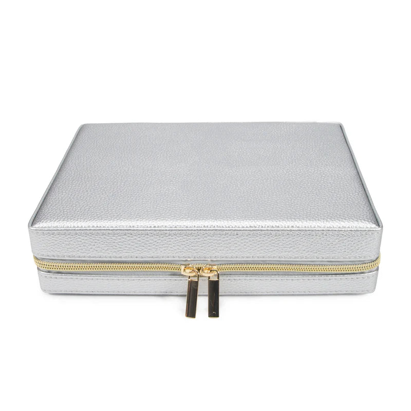 Leah Large Travel Jewelry Case Silver