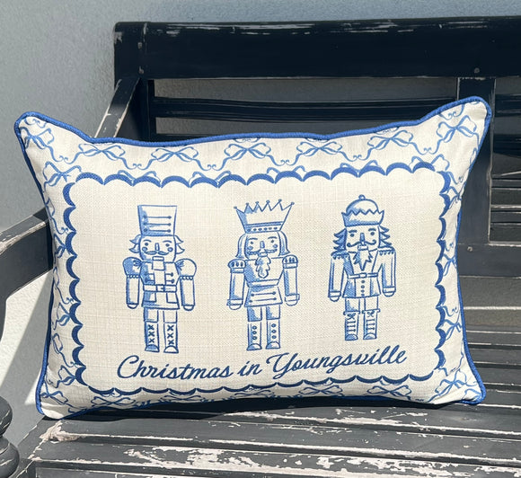 Blue Youngsville Chinoiserie Nutcracker Pillow