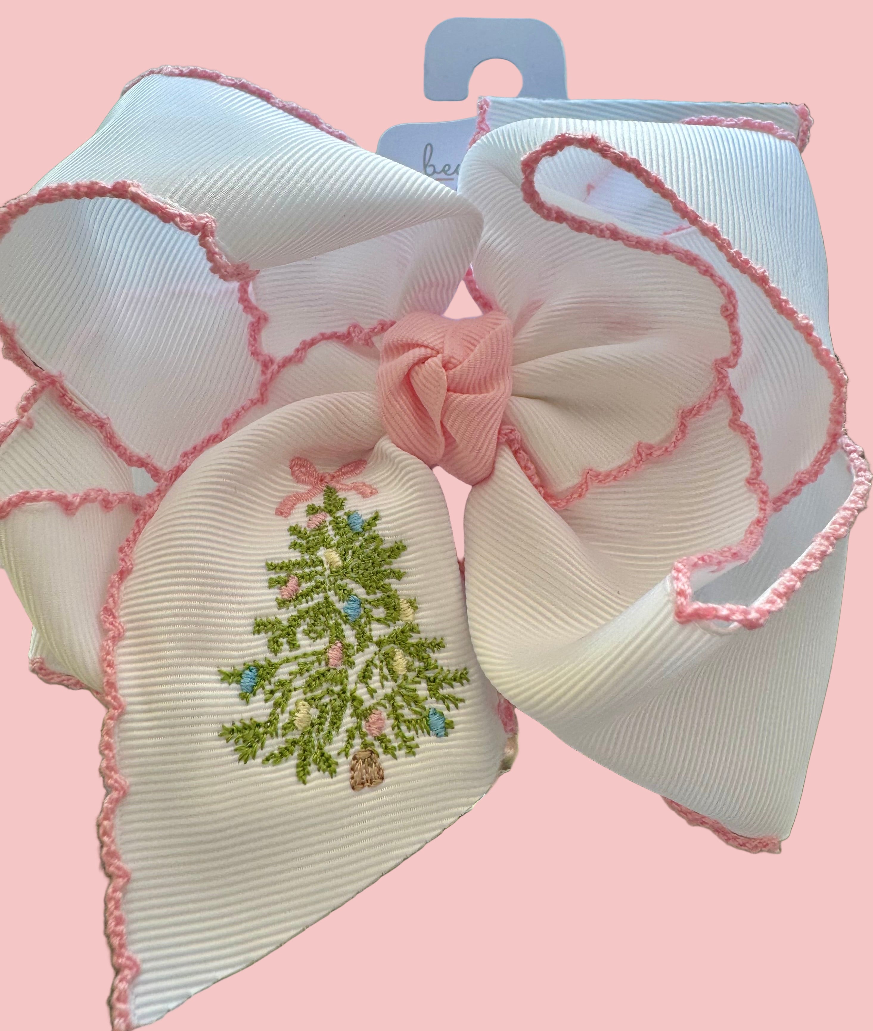 White Light Pink pastel tree 5.5" XL Bow