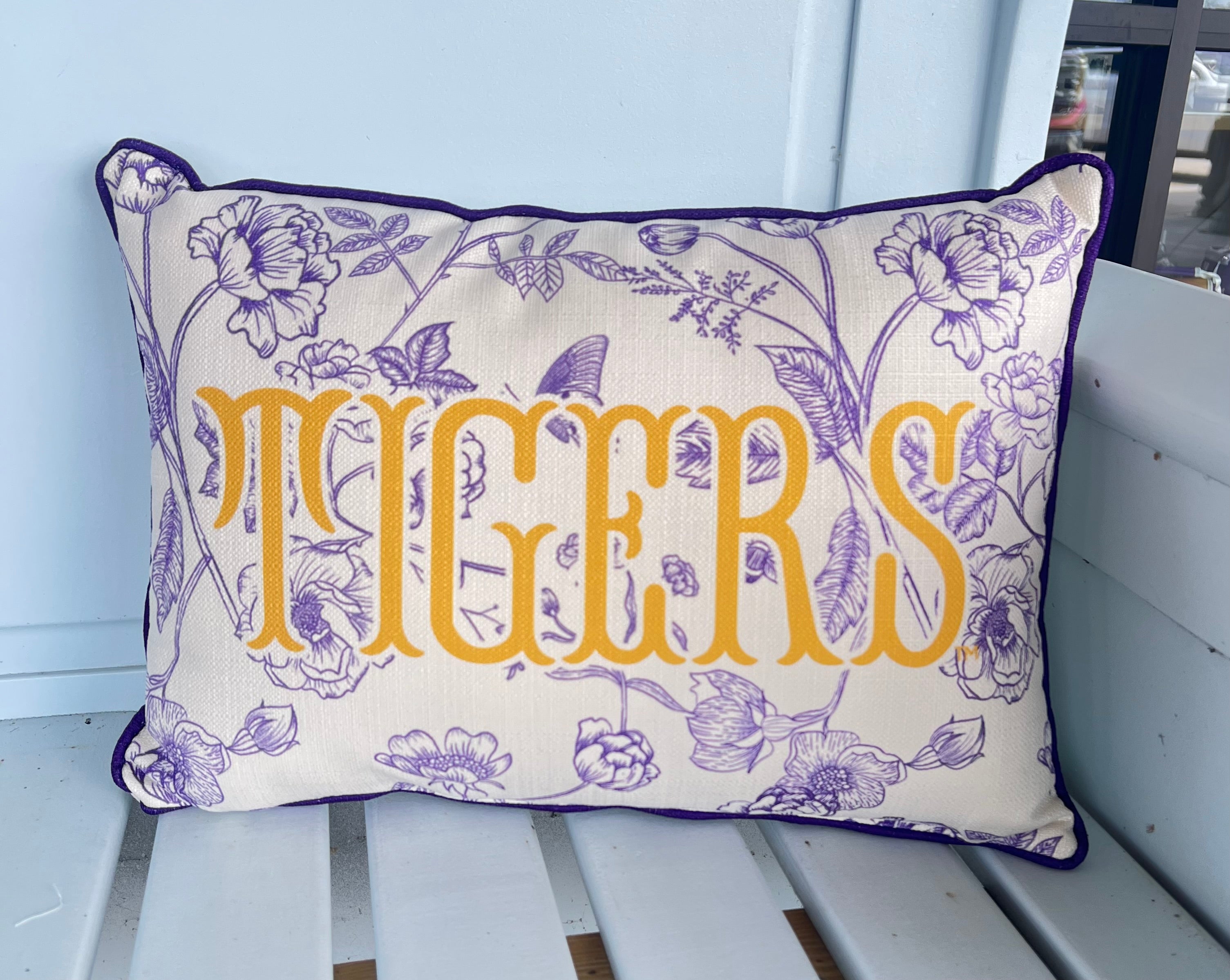 Purple & Gold Tigers Victorian Pillow