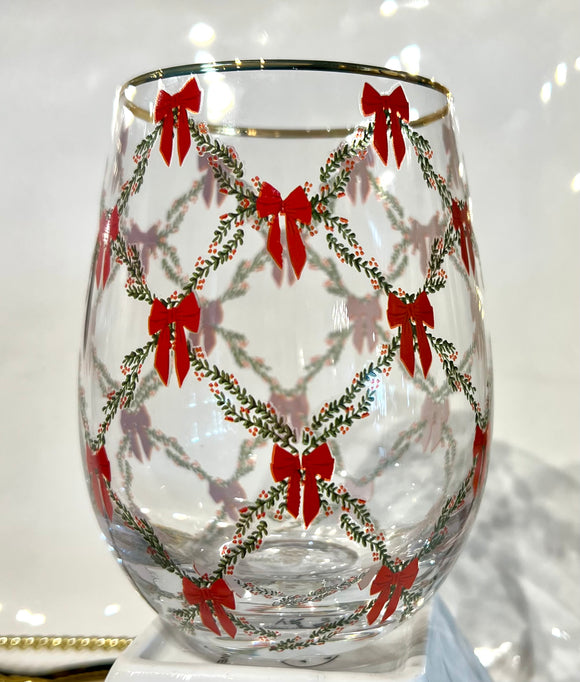 Holiday Trellis Stemless Wine Glass