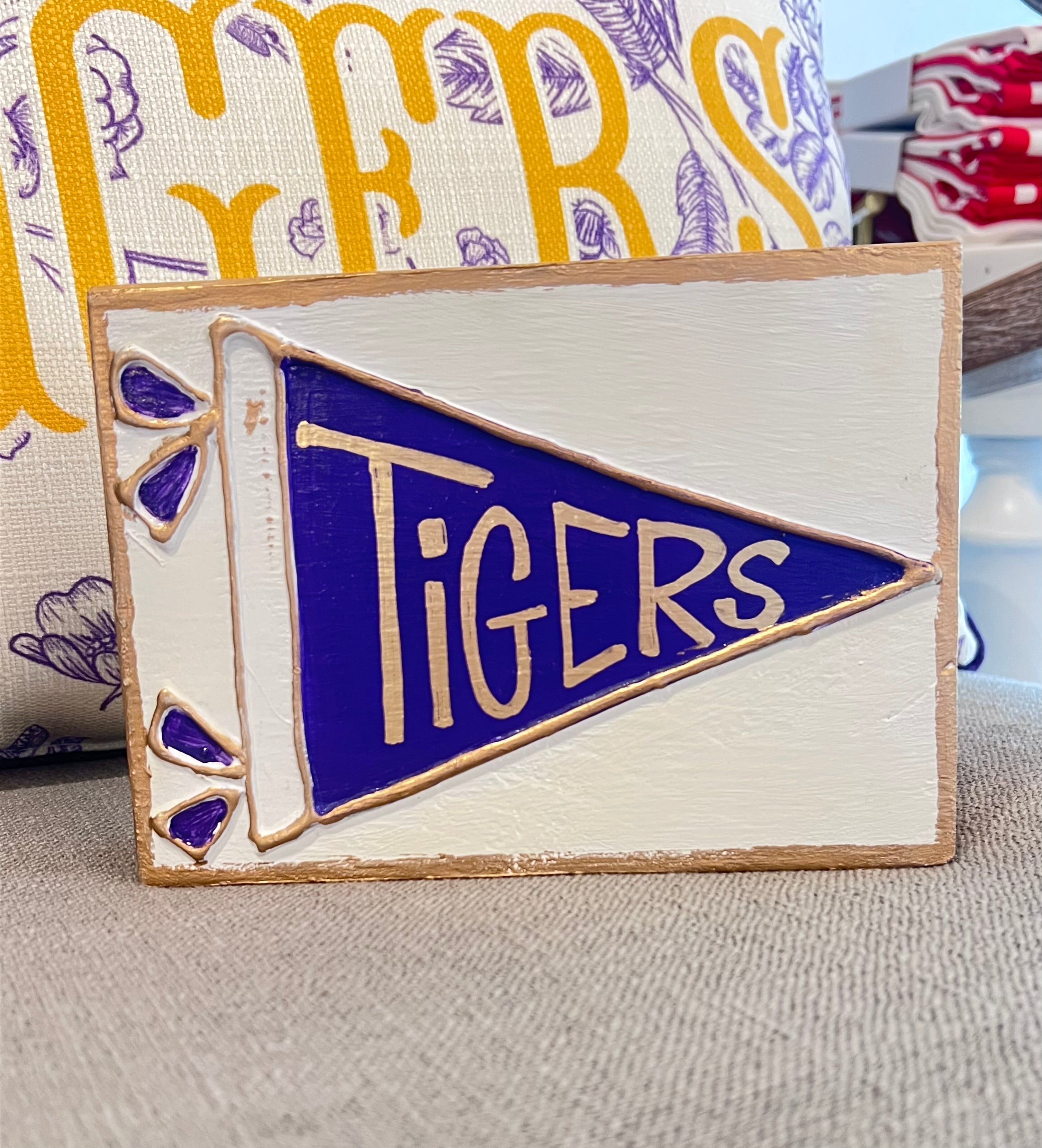 Tigers Team Pennant Block Art