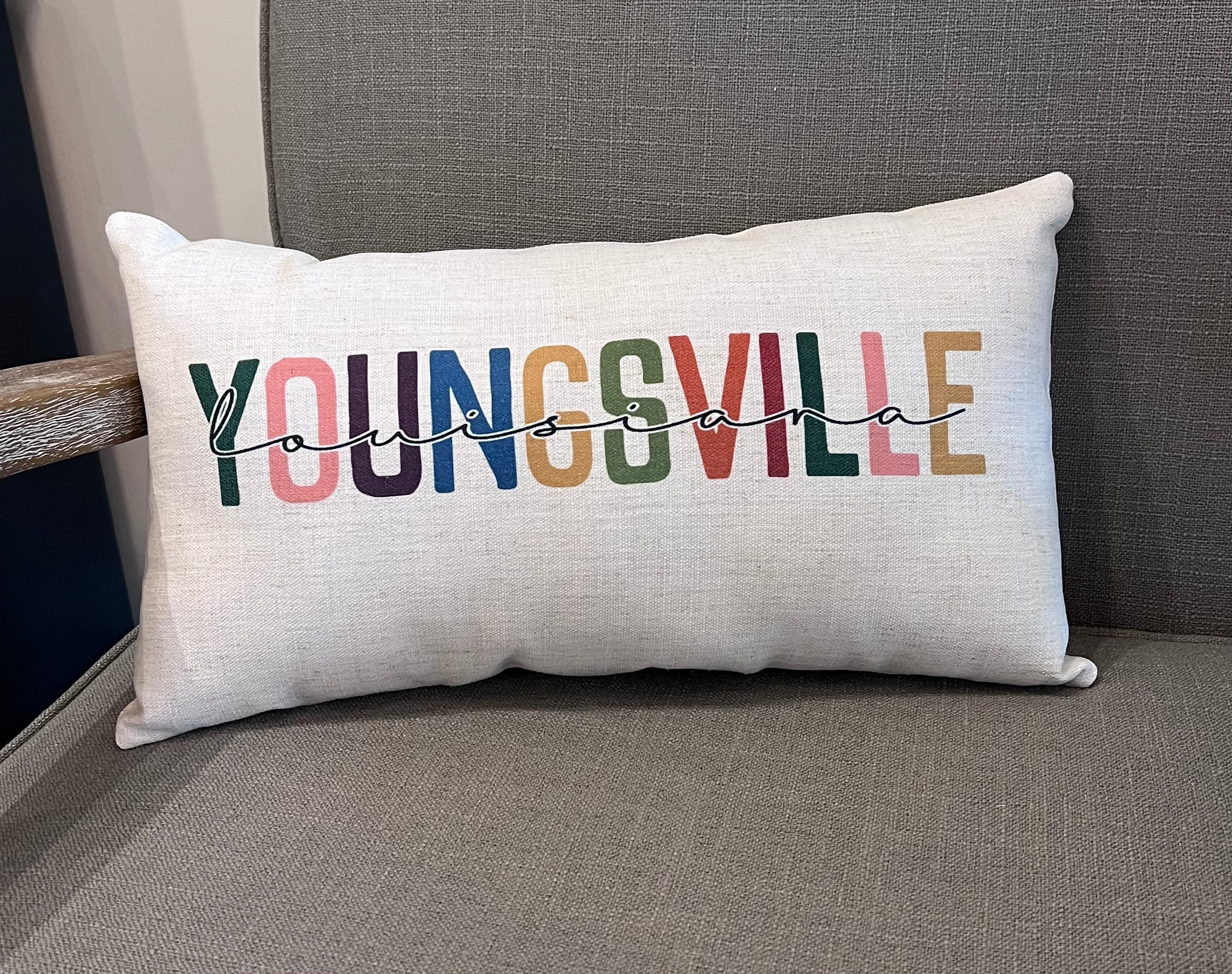 Youngsville, Louisiana Colorful Lumbar Pillow