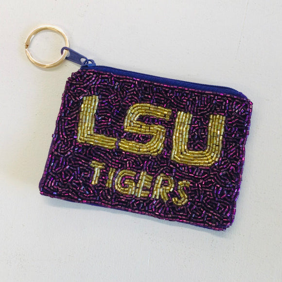 LSU Tigers Beaded Coin Pouch