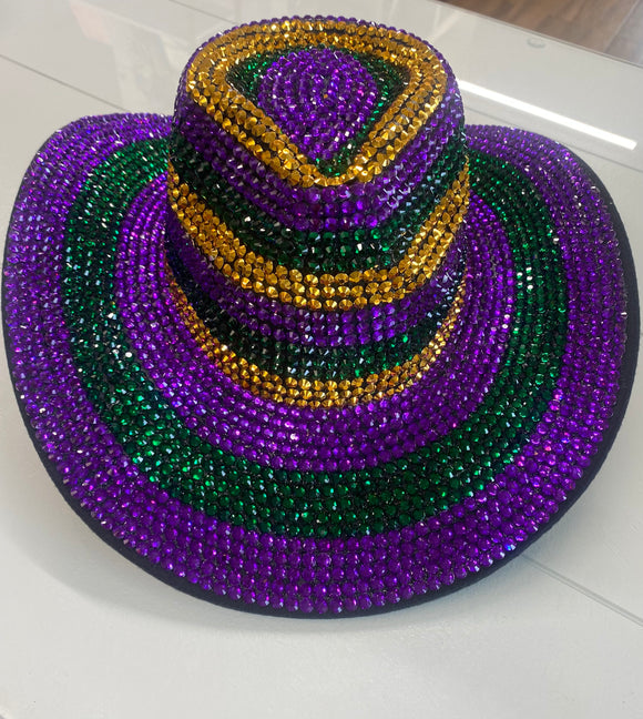 Purple and Gold Rhinestone Cowboy Hat