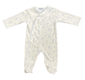 Blue Bunny Toile Crossover Footie