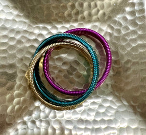 Mardi Gras Bangle Linked Bracelet