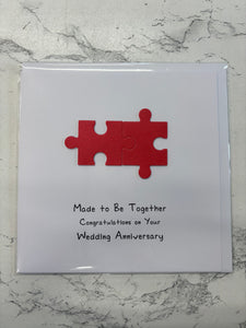 Handmade Wedding Anniversary Card - Made To Be Together