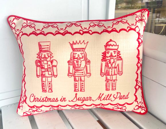 Red Sugar Mill Pond Chinoiserie Nutcracker Pillow