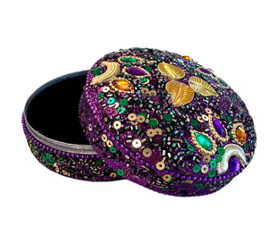 Mardi Gras Round Box - Purple