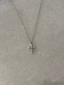 Abe Pearl Cross Pendant Silver