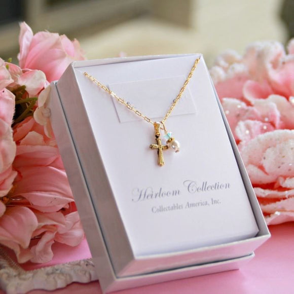 First Communion Cross Pearl Necklace