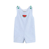 Blue Seersucker Watermelon Shortalls