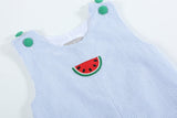 Blue Seersucker Watermelon Shortalls