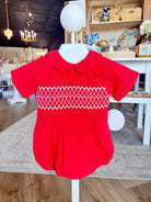 Joseph Red Smocked Bubble