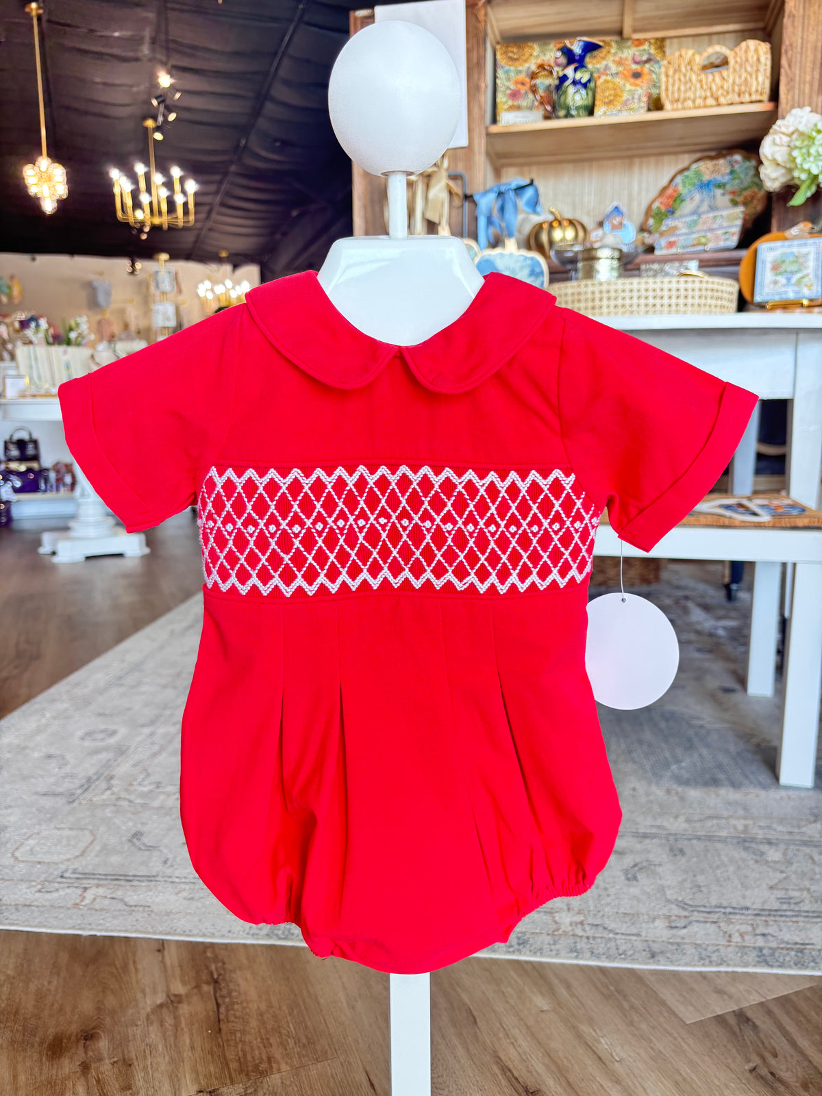 Joseph Red Smocked Bubble