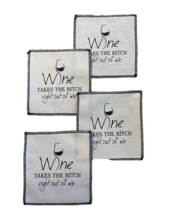 Wine Takes The Cotton Cocktail Napkins