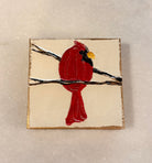 Cardinal Red Bird 5x5 Handmade, Textured Wood Block