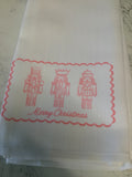 Pink  Chinoiserie Nutcracker Hand Towel - Merry Christmas