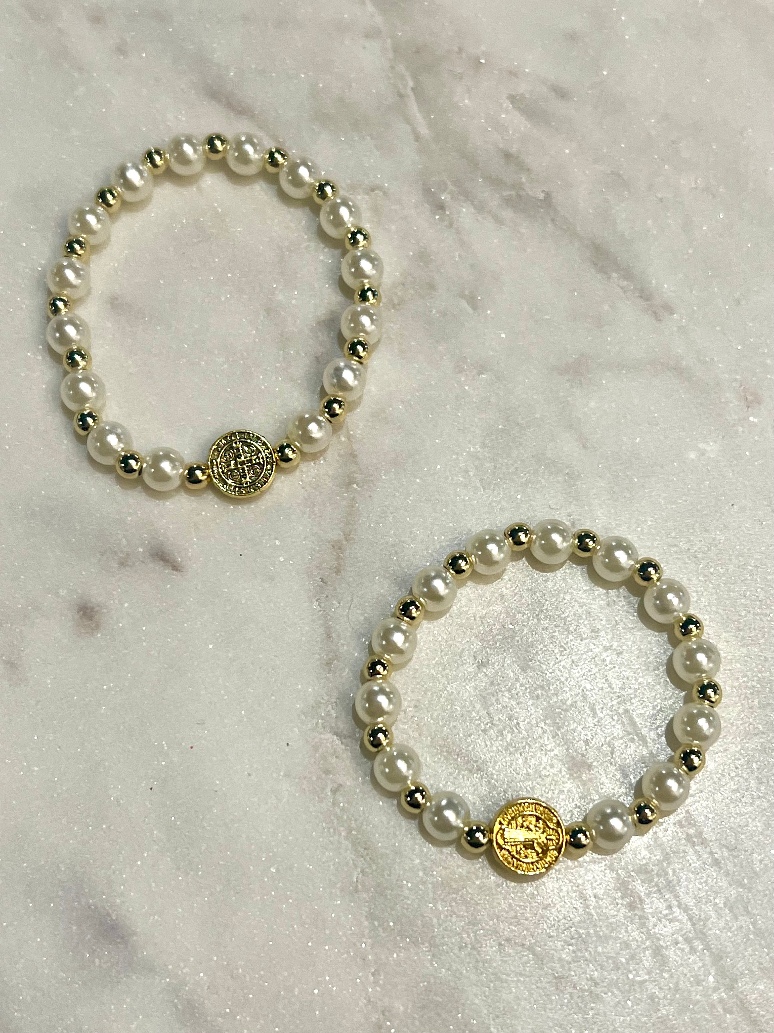 Pearl Beaded Baby Religious Bracelet