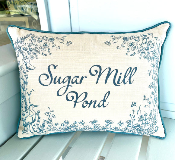 Sugar Mill Pond Crane Toile Pillow