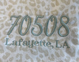 Zip Code Leopard Print Tea Towel