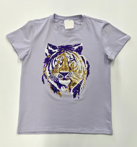 Lavender Sequin Tiger Face Top