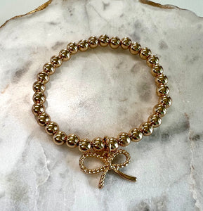 Bow Charm Beaded Bracelet