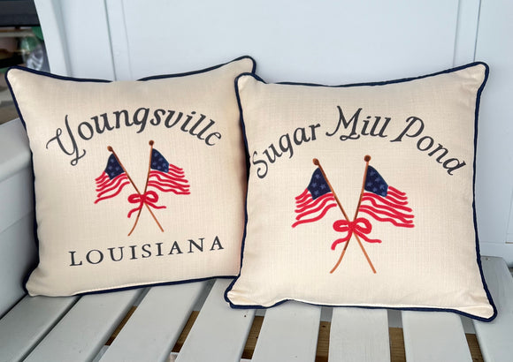 American Flags Hometown Pillow