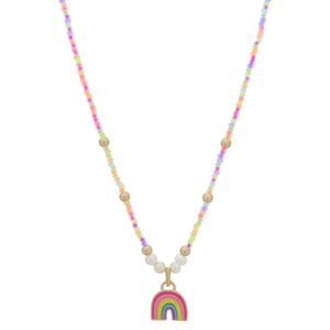 Kid's Beaded Rainbow Necklace