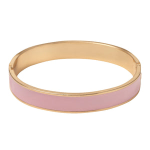 Gold Hinge Bracelet with Light Pink Enamel