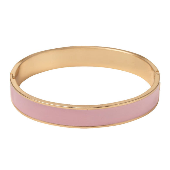 Gold Hinge Bracelet with Light Pink Enamel