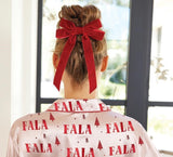 Velvet Hair Bows - Blush/Red