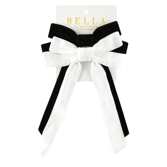 Velvet Hair Bows - Black/White