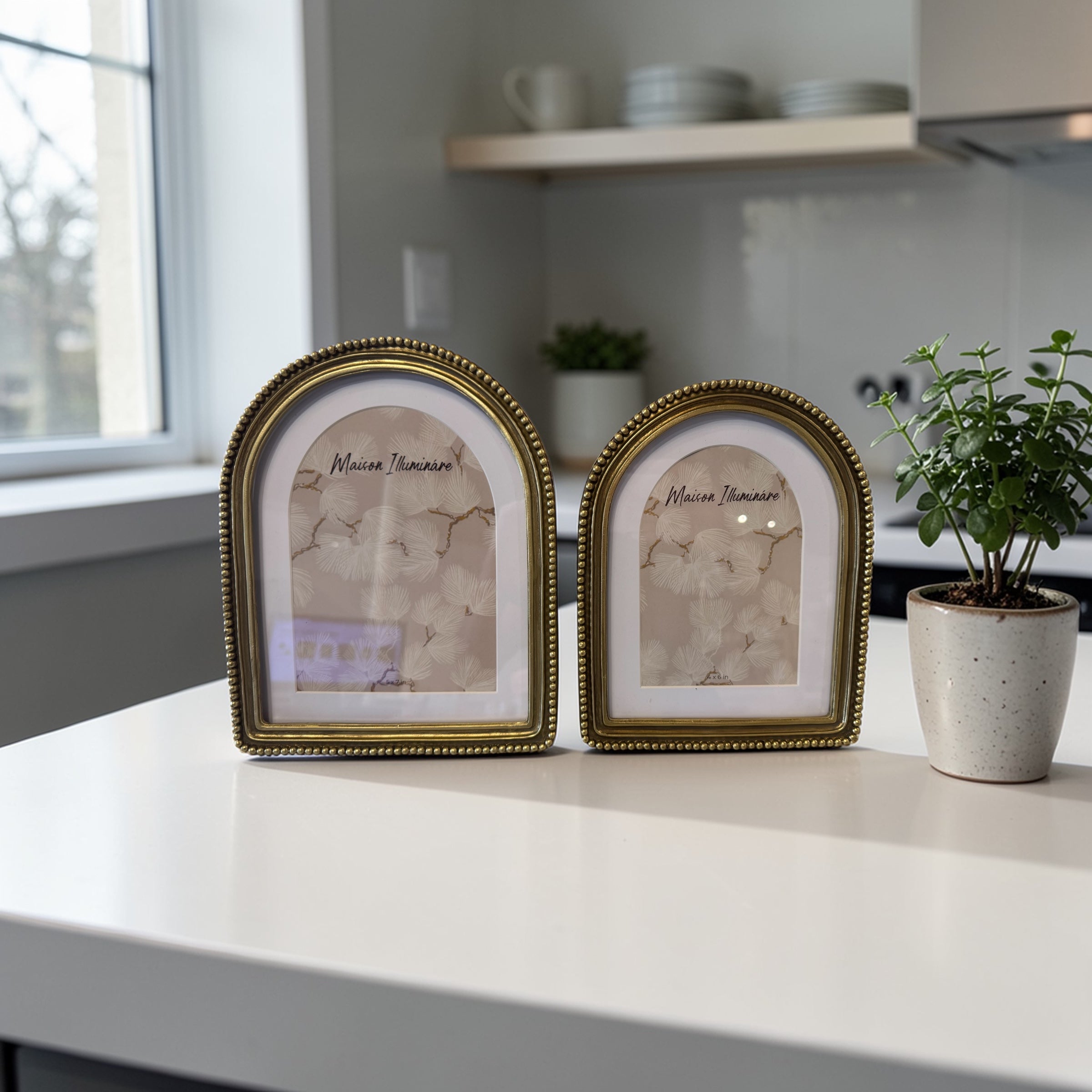 Photo Frame with Matted Beaded Arch Design