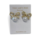 Pearl Bow Statement Stud Earrings
