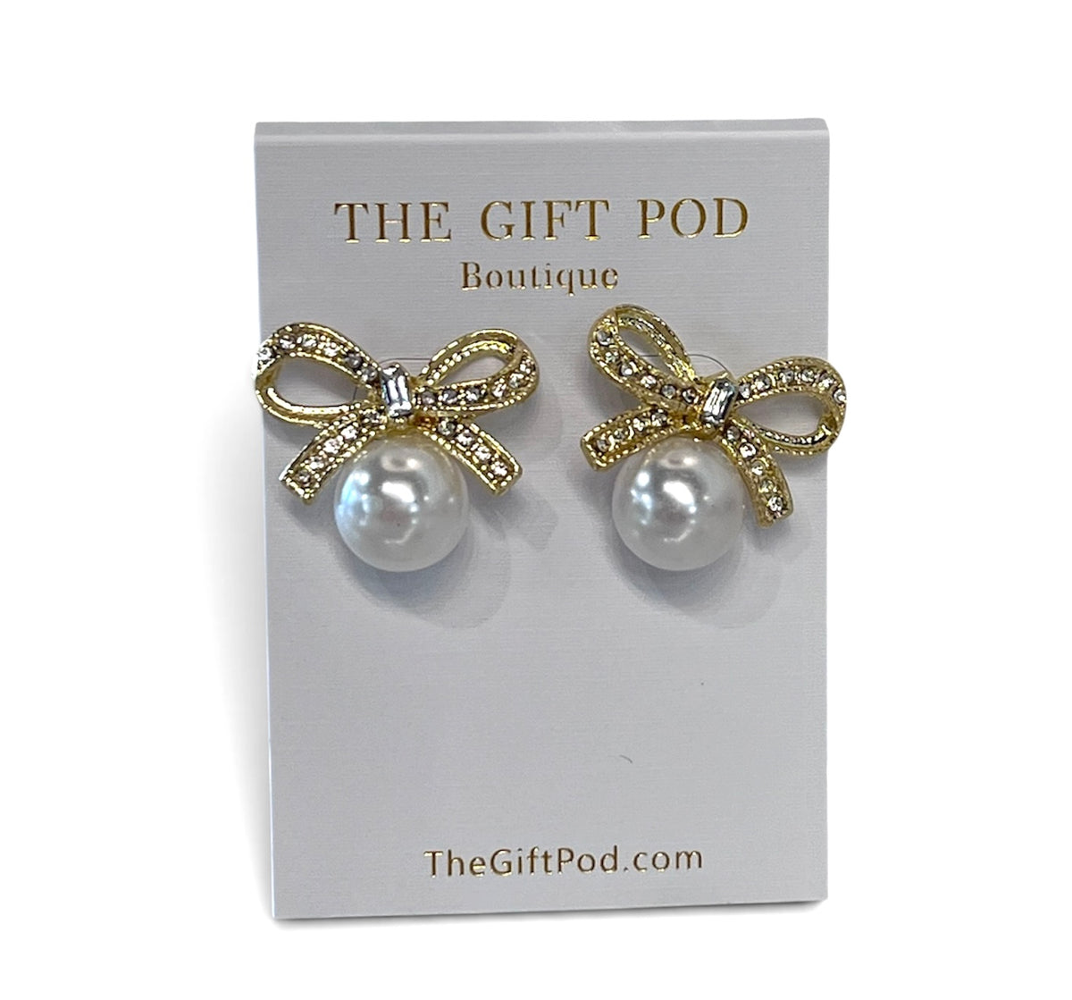 Pearl Bow Statement Stud Earrings