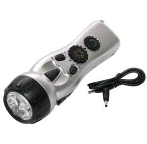Flashlight With Am/Fm Radio, Siren, And Cell Phone Charger