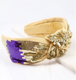 Sanders Sequin Headband In Purple & Gold