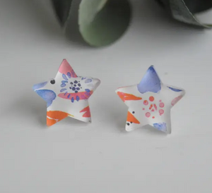 Patriotic Watercolor Floral Stud Earrings