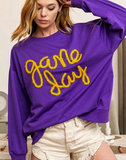 Game Day Long Sleeve Sweater Purple/Gold