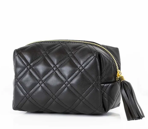 Black Quilted Cosmetic Bag
